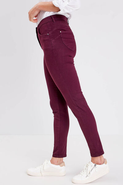 Pantalon léger taille standard 7/8ème prune femme