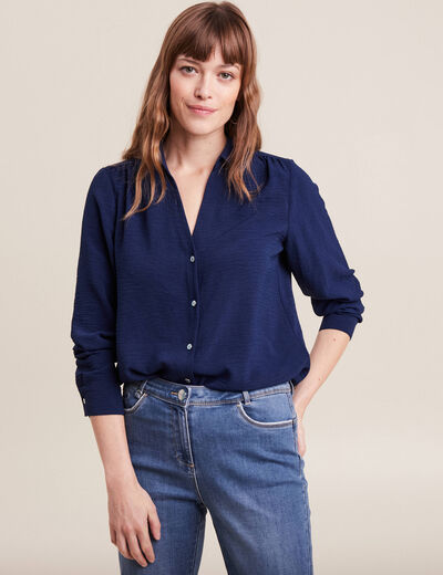 Chemise à manches longues bleu marine femme