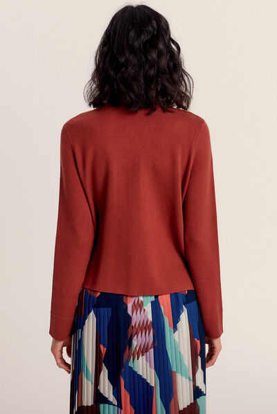 Pull manches longues marron cognac femme