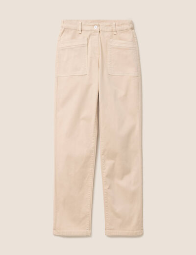 Pantalon coupe mom long ivoire femme