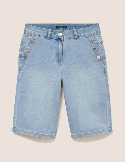 Bermuda ajust&eacute; denim double stone femme