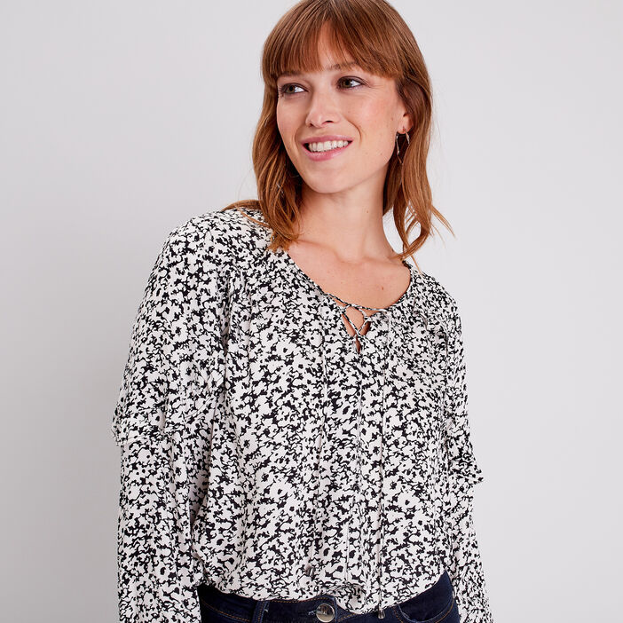 Blouse manches longues ecru femme