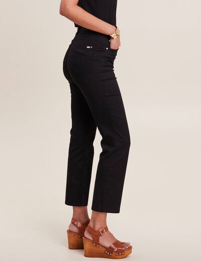 Pantalon droit taille haute 7/8ème noir femme