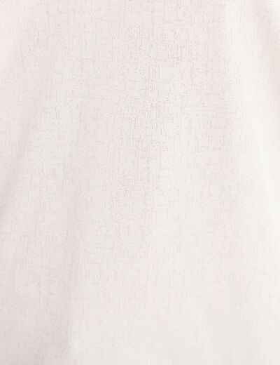T-shirt col v manches courtes brillant ecru femme