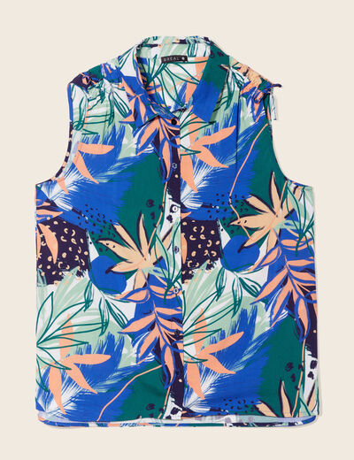Blouse sans manches bleu femme