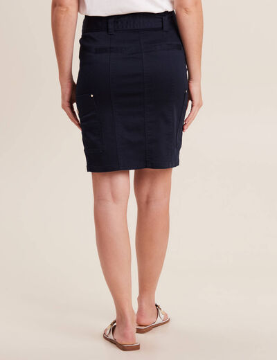 Jupe cargo ceinturée bleu foncé femme