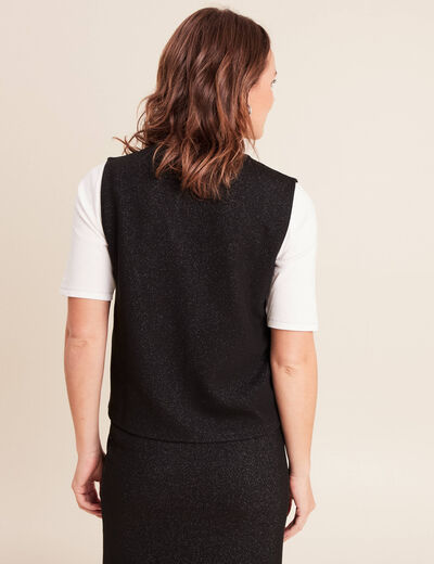 Gilet sans manches col v doubl&eacute; noir femme