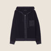 Gilet à capuche zippé bleu foncé femme