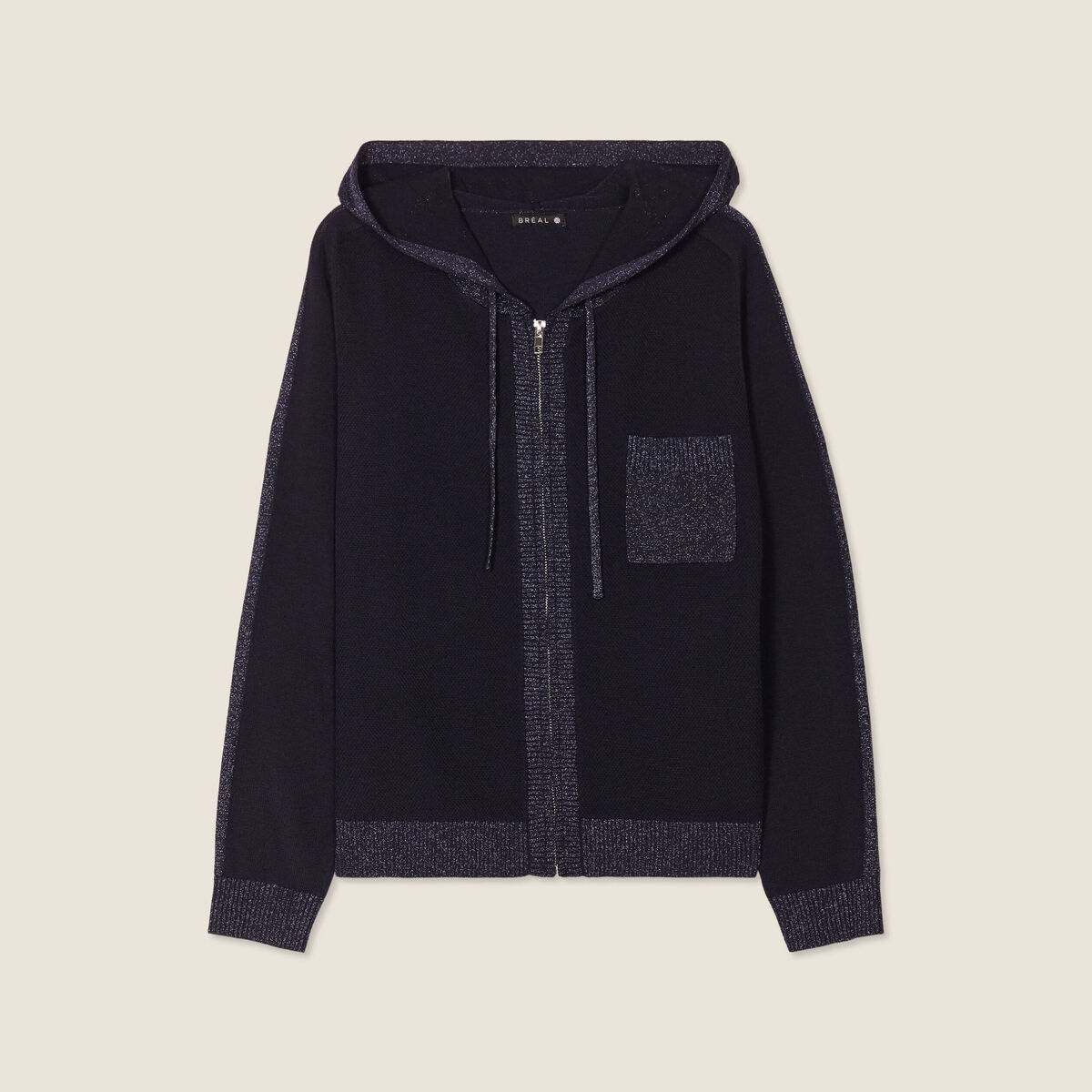 Gilet à capuche zippé bleu foncé femme