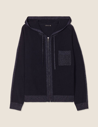 Gilet à capuche zippé bleu foncé femme