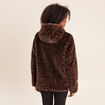 Manteau en fausse fourrure &agrave; capuche marron femme