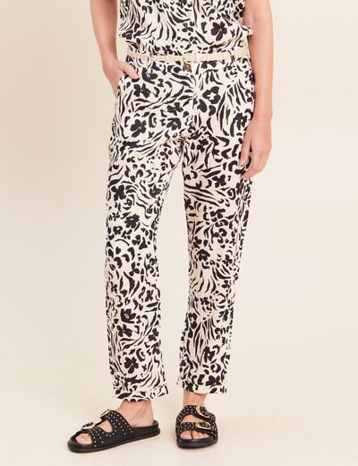 Pantalon coupe chino en lin blanc femme