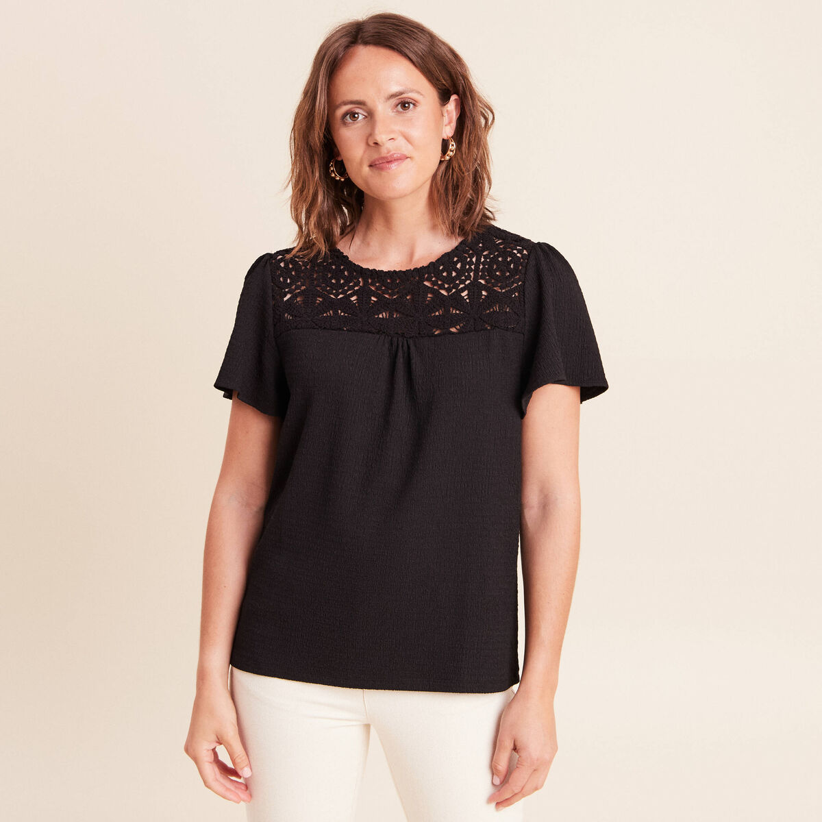 T-shirt manches courtes noir femme