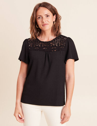 T-shirt manches courtes noir femme