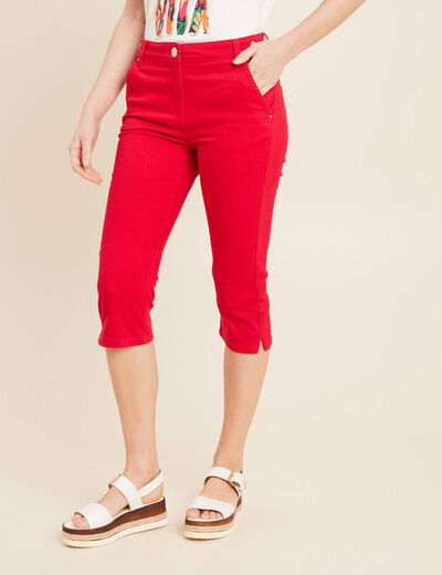 Pantacourt droit rouge femme