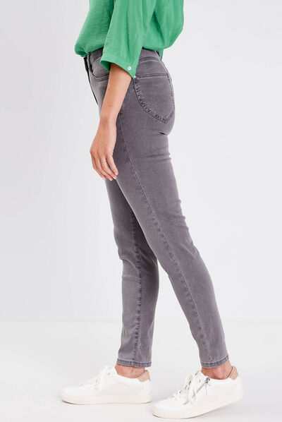 Jeans léger taille standard 7/8ème denim gris femme