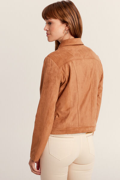 Veste droite suédine beige femme