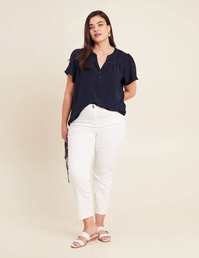 Blouse manches courtes bleu marine femme