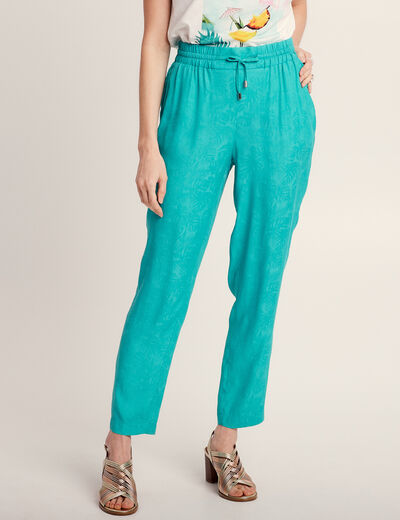 Pantalon flou fluide vert femme