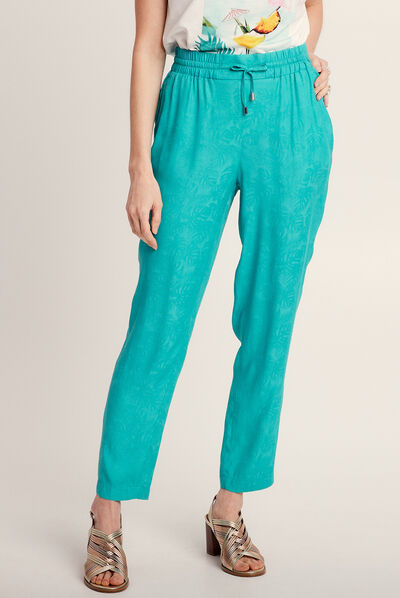Pantalon flou fluide vert femme