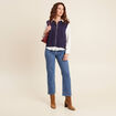 Gilet droit court sans manches bleu marine femme
