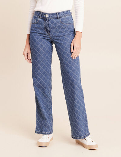Jean coupe droite jacquard denim stone femme
