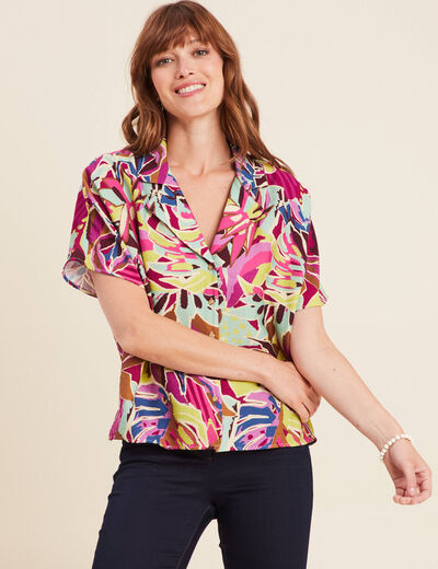 Chemise droite manches courtes mauve femme