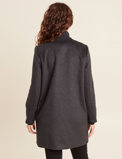 Manteau col montant doubl&eacute; gris fonc&eacute; femme