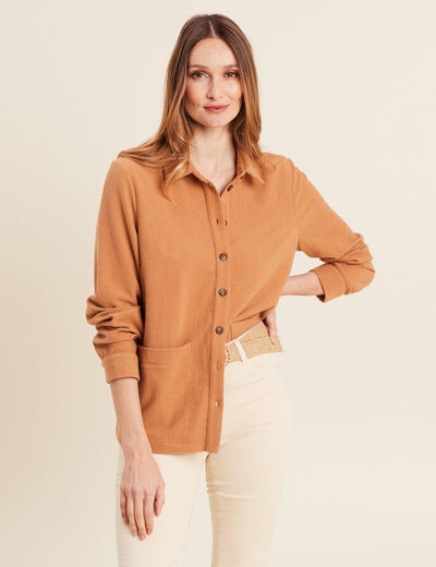 Surchemise manches longues camel femme