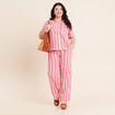 Chemise ample manches courtes aspect lin rose femme