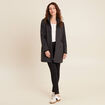 Manteau col montant doubl&eacute; gris fonc&eacute; femme