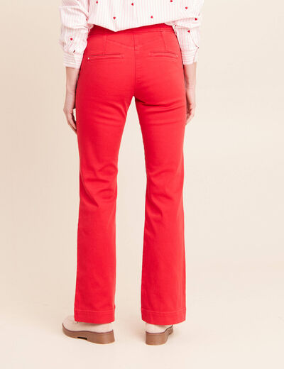 Pantalon coupe bootcut &agrave; pont rouge fluo femme