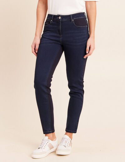 Jean coupe ajust&eacute;e effet bi-mati&egrave;re denim brut femme