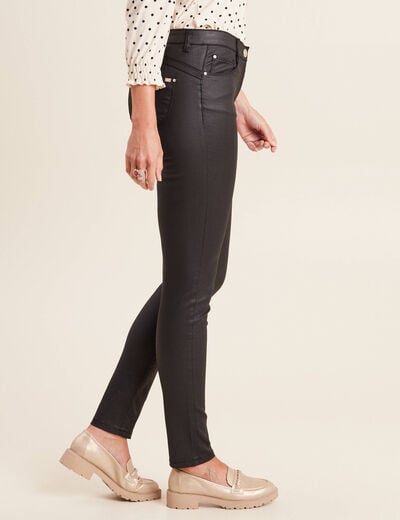 Pantalon magique L'Unique enduit noir femme