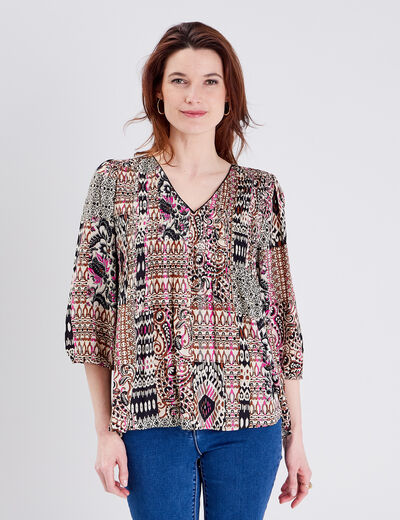Blouse manches 3/4 creme femme