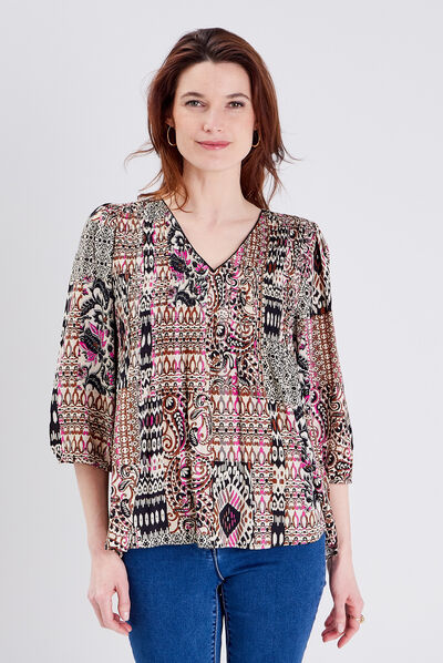 Blouse manches 3/4 creme femme