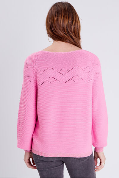 Pull confectionné en France rose vif femme