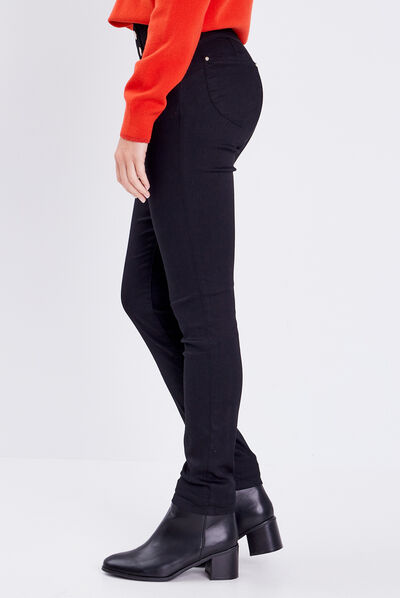 Pantalon ajusté à pont noir femme