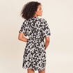 Robe courte &eacute;vas&eacute;e col v pliss&eacute;e noir femme