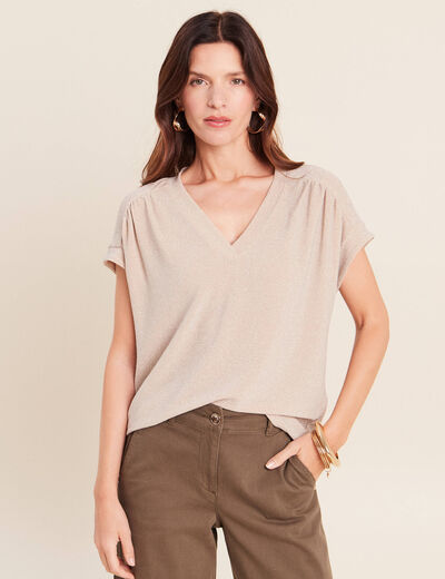 T-shirt manches courtes couleur or femme