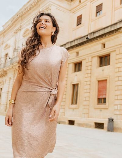 Robe ajustée courte rose femme