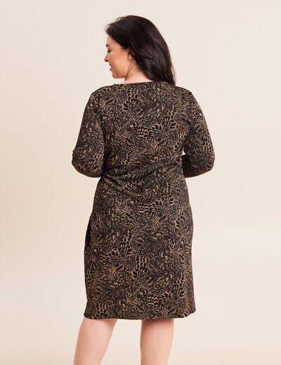 Robe ajust&eacute;e courte en maille col rond vert kaki femme