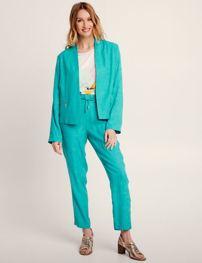 Veste droite fluide vert femme