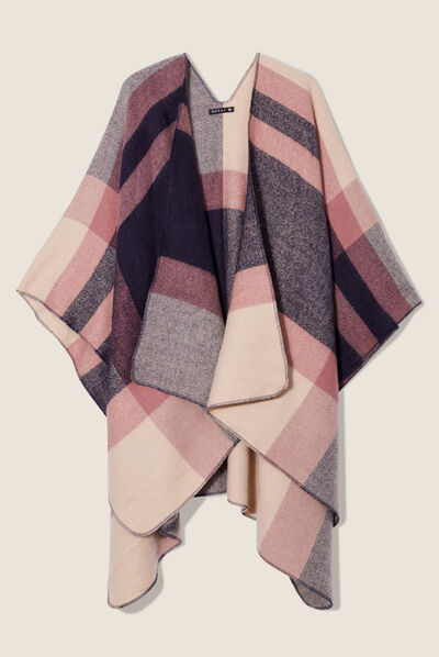 Poncho manches longues violet foncé femme