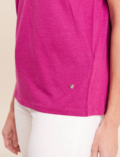 T-shirt col v manches courtes violet femme