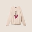Pull col rond manches longues beige femme