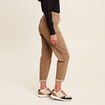 Pantalon coupe droite à coulisse taupe femme