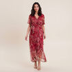 Robe longue portefeuille rose cerise femme