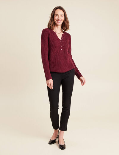Pull manches longues bordeaux femme