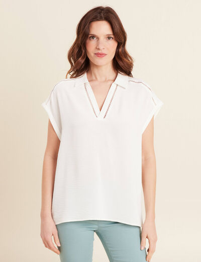 Blouse manches courtes ecru femme